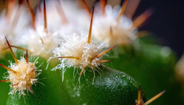 Macro detail of white cactus thorns and spines.
