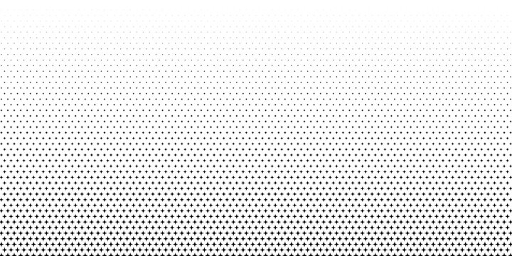 Halftone vector texture of gradient geometric black diamonds. Seamless fading pattern. Abstract technological soft transition for background and backdrop. Gradient transition lattice