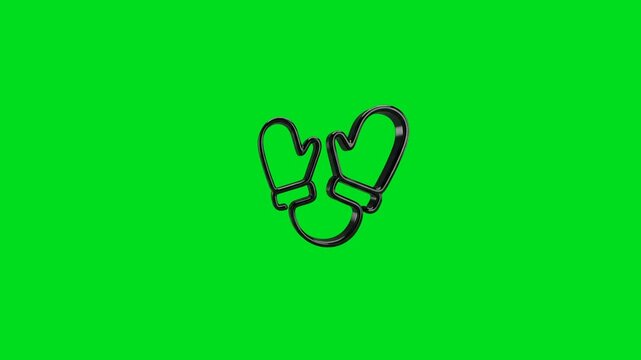A minimalist black 3d winter mitten icon centered on a vibrant green background
