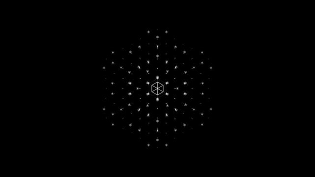 A pulsating wireframe core sending data shockwaves