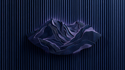 Abstract Mountain Form: A stylized, abstract mountain-like sculpture emerges from a dark, ribbed background, creating a striking visual of texture and form. © raseldesigner93