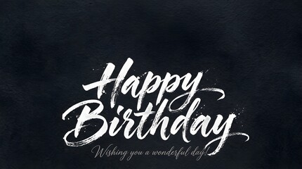 Obraz premium Happy birthday white brush lettering black grunge background