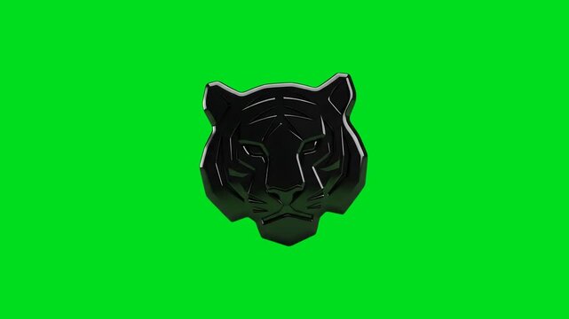 A sleek black tiger head emblem centered against a vibrant green background