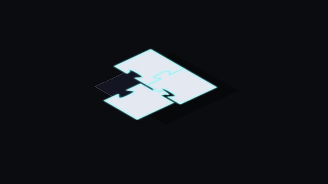 Three dimensional isometric puzzle grid with floating interlocking pieces