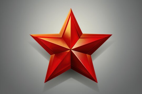 Red glossy star projecting a shadow onto a neutral background