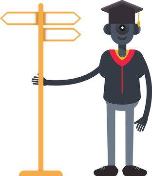 Student Robot Character and Signpost
