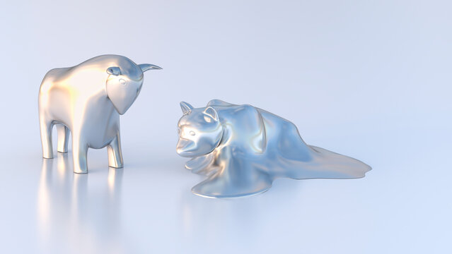 Bull figurine and dissolving bear