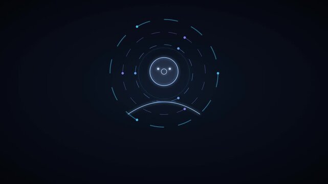 A glowing outline avatar is surrounded by rotating identity rings
