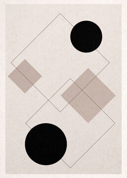Minimal geometric Bauhaus illustration with squares and circles