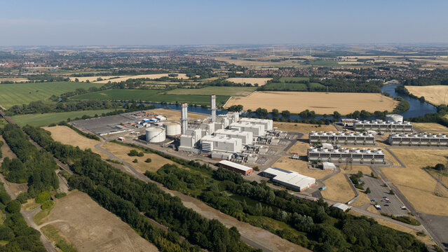 Aerial view shows Staythorpe gas power station in Nottinghamshire