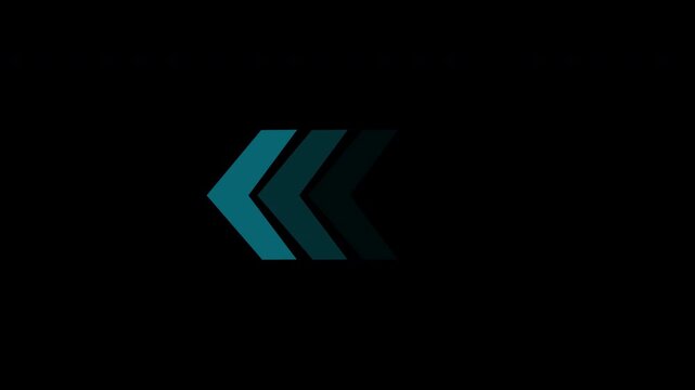 Left-directional arrow loop animation on transparent background. Animated arrows for the overlay video layer with Alpha channel in 4k.