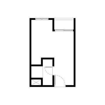 Black and White floor plan of a modern unfurnished house for your design. Suburban house vector blueprint. Architectural background.