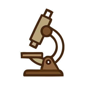 Microscope icon for scientific research and laboratory diagnostics, flat vector illustration