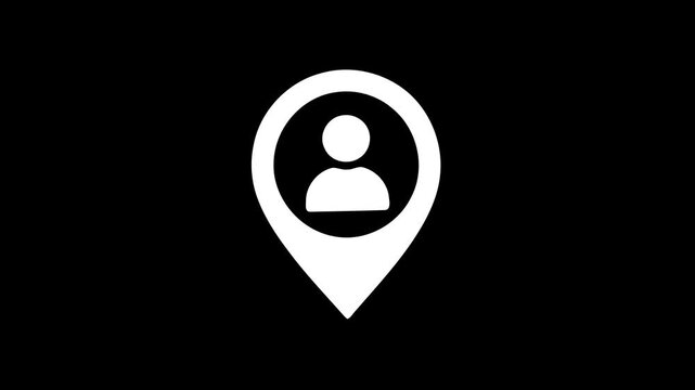 Location pin icon with a user silhouette motion loop for digital maps