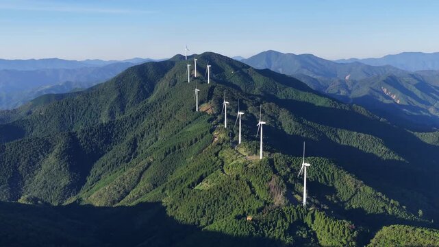 Wind Turbine Generating Renewable Energy in the Mountains of Kyushu, Japan