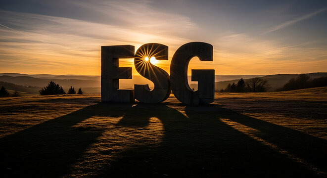 Silhouette of heart-shaped letters spelling love at sunset