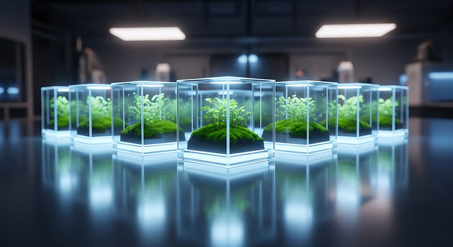 Modern indoor hydroponic vegetable garden with lights