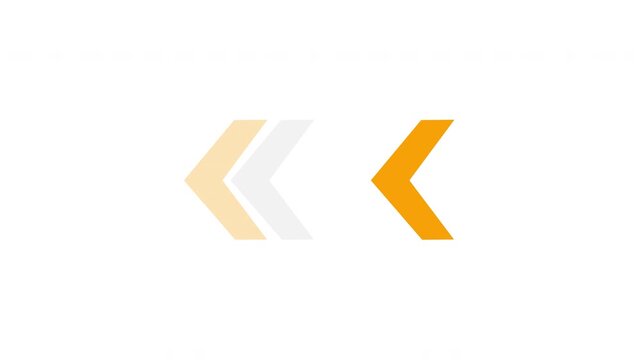 Left-directional arrow loop animation on transparent background. Animated arrows for the overlay video layer with Alpha channel in 4k.