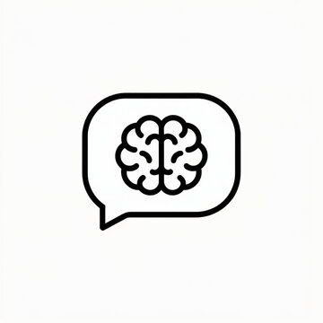 Brain icon in speech bubble representing thought process and communication during learning