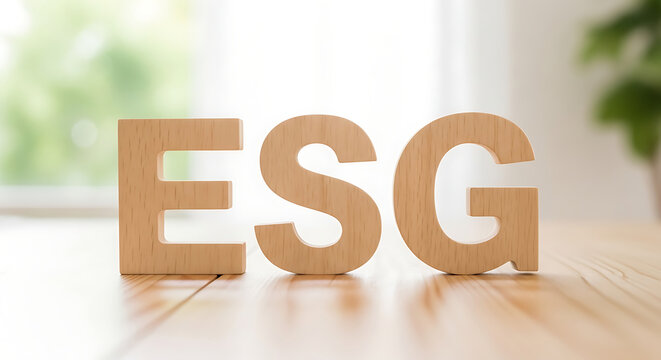 Wooden blocks spelling esg concept