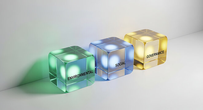 Colorful geometric cubes floating in space
