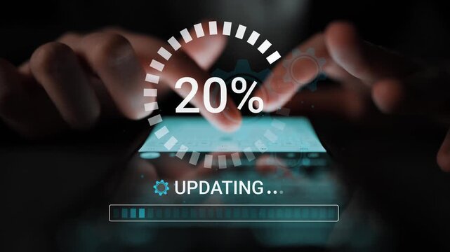 Digital Device Update Achieved with Progress Bar Displaying Eighty Percent Completion for Modern Technology Theme. Entropy.