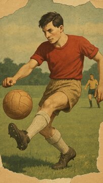 Vintage soccer player illustration