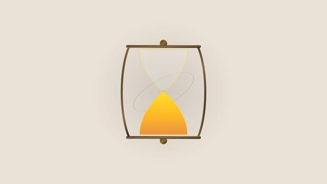 Minimalist graphic of four hourglasses with flowing yellow sand
