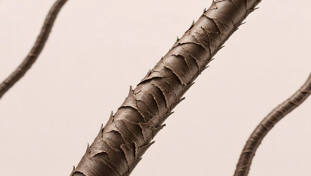 Severely damaged hair cuticle with lifted scales and rough porous texture
