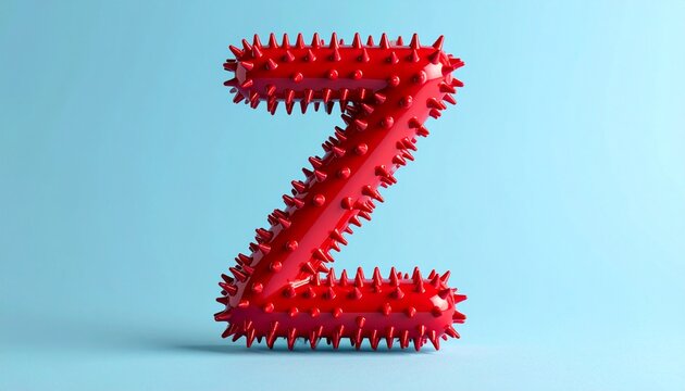 Spiked red letter Z on blue background