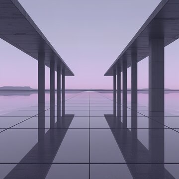 Minimalist architectural structure with copy space
