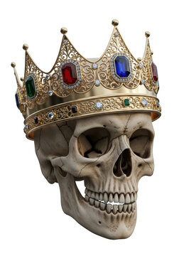 Skull wearing a crown jewels.