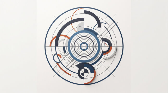 A geometric composition featuring concentric circles, intersecting lines, and semi-circular ad social media download thambnail poster web template event festival 2026 2027 2028