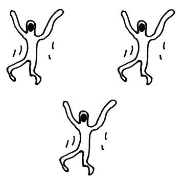 Dancing figure doodle brush, stick figure people energy lines set, hand-drawn active sketch for Adobe Stock

