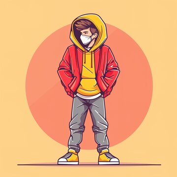 Young man wearing hoodie and mask