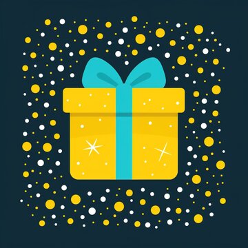 Yellow gift box with blue ribbon