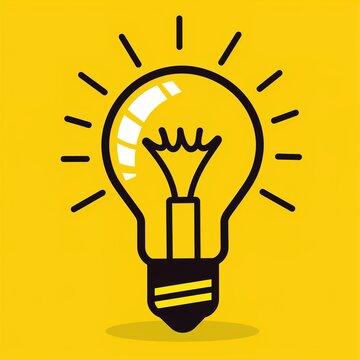 Glowing light bulb icon on yellow