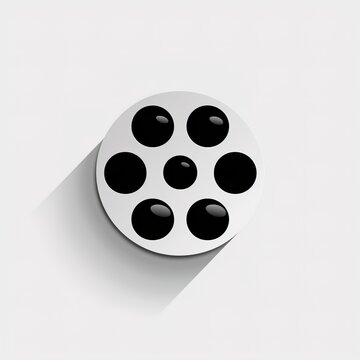 Minimalist film reel icon on white