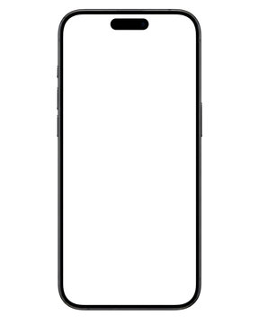 Modern smartphone frame with blank white screen display and dynamic island cutout serves as versatile mockup for mobile application and web interface designs.