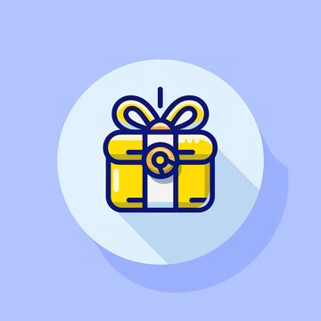 Yellow gift box icon with ribbon