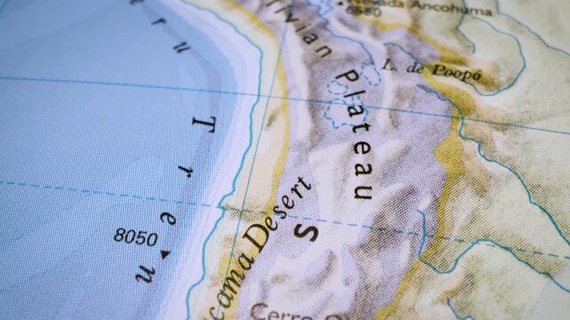 physical map journey across the andes toward atacama desert