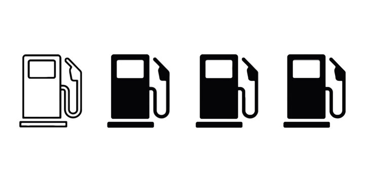 Gas station fuel pump icon set isolated on white background, oil energy and refuel vector illustration