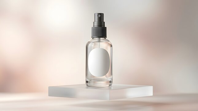 Empty luxury fine mist spray bottle mockup for cosmetics and perfume branding design