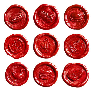 Gourmet Food & Restaurant Red Wax Seal Collection with Steak, Pizza and Burger