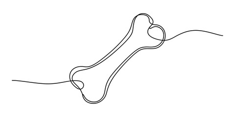Obraz premium Continuous single line drawing of a dog bone shape in black ink on a surface