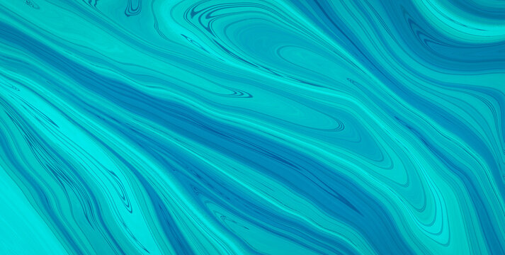 Fine Abstract Composition with Dark Flowing Ebru Art