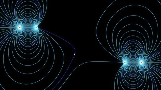 Two Electric Dipoles Drifting Past Each Other with Interacting Field Line Topology