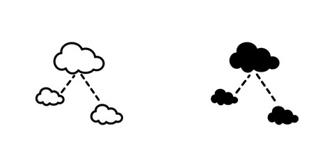 Obraz premium Cloud Network Icon for Mobile App and Web Design, Distributed Cloud Computing, Connected Cloud Infrastructure, Data Network Concept, White Background Vector Illustration