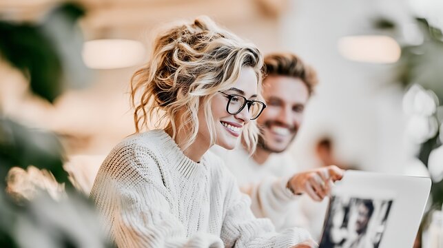 Experience new employee on first day experiencing immersive digital onboarding program on company laptop, welcome video playing from CEO, interactive company culture module open in another tab, 