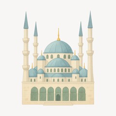 Fototapeta premium Elegant mosque illustration with minarets.